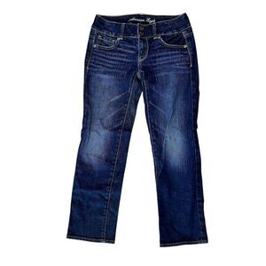 American Eagle Women's Cropped Jeans Size 00 Blue Stretch Low Rise